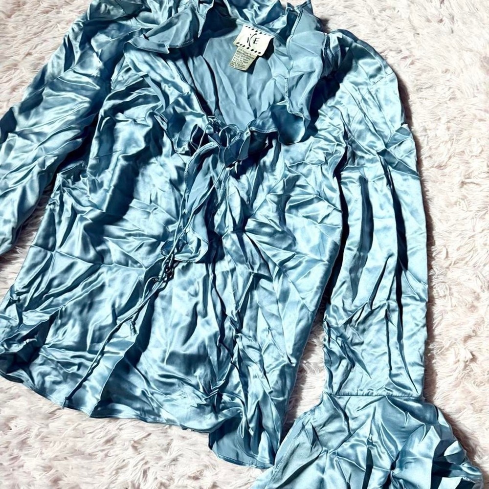 100% Silk Vintage Y2K Renaissance Retro Vintage Whimsical Top Womens L Teacher L - Picture 2 of 6
